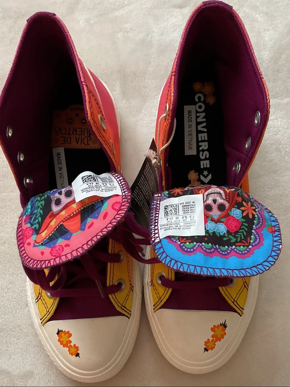 Converse Kids High-Top Sneakers in Orange & Purple